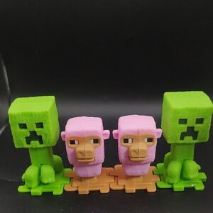 Minecraft Movie McDonald's Happy Meal Pink Sheep And Creepers Lot of 4